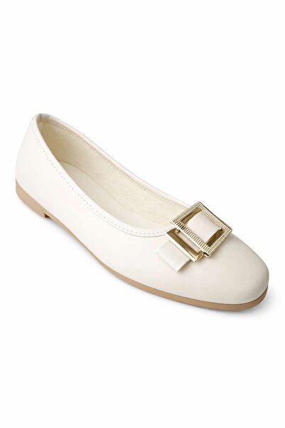 amazoondesing Women's White Stone Design Ballet Flats