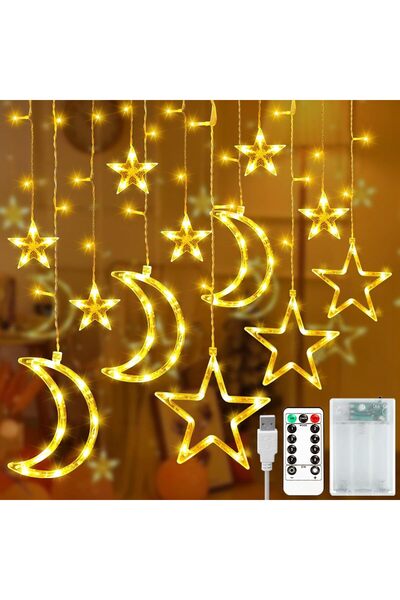 Pomefar 8 Modes Ramadan Decorations, Eid Moon Fairy Lights, String LED Ramada...