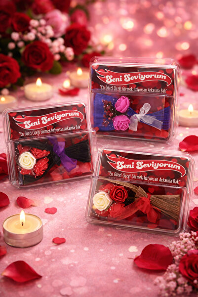 KZNovaStyle أنا أحبك - مجموعة من 3 ورود |   زهرة رومانسية في صندوق هدايا |   ...