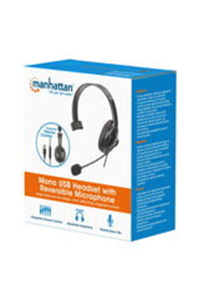 MANHATTAN Căști USB mono, negre