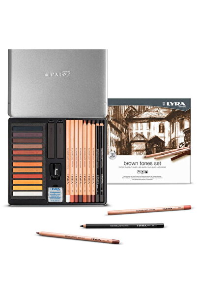 LYRA Set creioane pentru desene si schite, 25 piese/set, tonuri de maro,