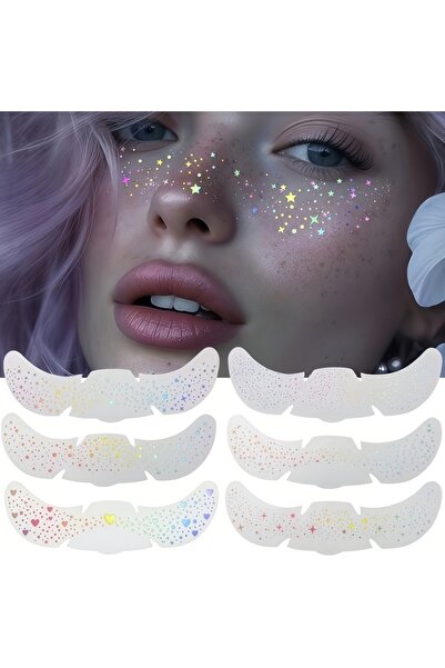 Choice monochrome 6 Sheets Glitter Freckles Holographic Stickers Heart Freckl...