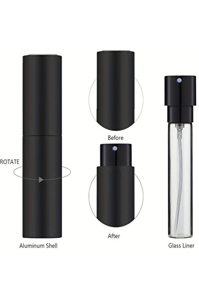 Choice1 زجاجة عطر سوداء سعة 10 مل، عبوة قابلة لإعادة التعبئة، موزع فارغ
