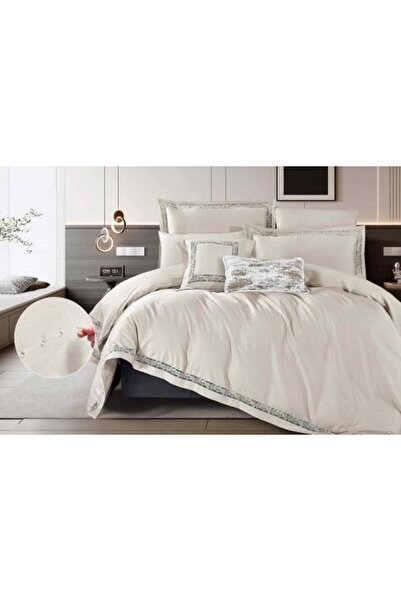 Alhabib bedding مفرش مزدوج قطن أوف وايت يناسب سرير مقاس 200X200سم عدد القطع 9