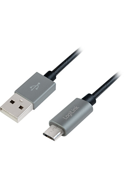 LogiLink - Cablu de sincronizare și încărcare, USB la Micro USB mascul, gri