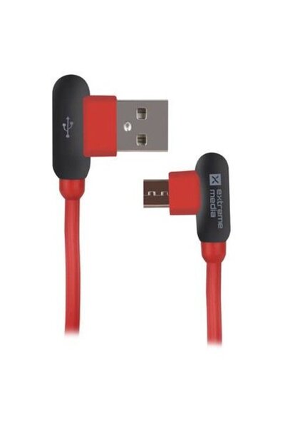 Natec Cablu Extreme Media microUSB la USB (M), 1m, Înclinat stânga/dreapta, Roșu