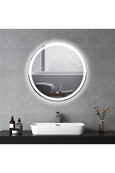 Sidef Oglinda baie Luna, rotunda, diametru 60 cm, iluminare led, buton touch