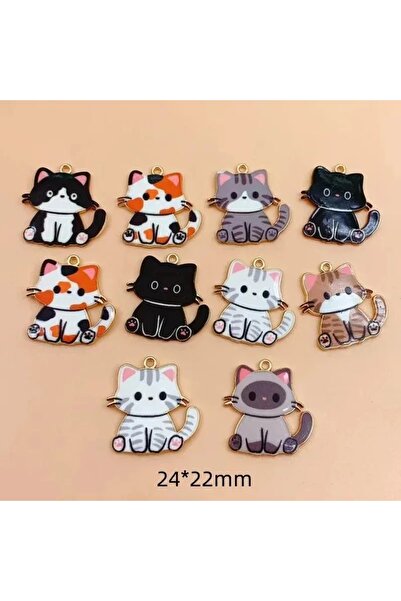 Choice 10pcs mix 10 PCs Cartoon Enamel Cat Animal Charms Cute Gold Color Meta...