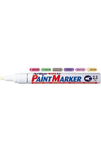 artline Marker cu vopsea 400XF, corp metalic, varf rotund 2.3mm - alb