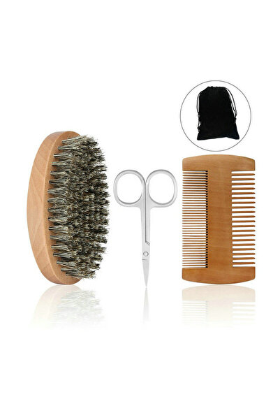 Choice Set A Professional Soft Boar Bristle Beard Brush Scissors Shaving Brus...