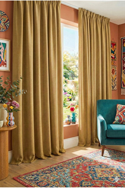 Miabella Home Fon Perde Blackout Curtain Single Wing Curtain Curtain with Cor...