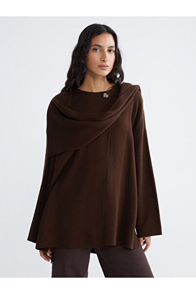 LC Waikiki Sparkling Choices Scarf Detailed Loose Fit Women's Knitwear Sweate...