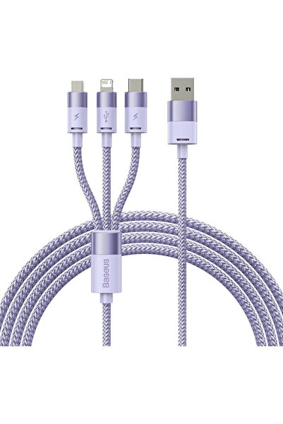 Baseus Cablu USB 3 în 1 StarSpeed, USB-C + Micro + Lightning 3,5A, 1,2 m (Mov)
