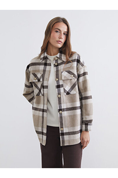 LC Waikiki Cămașă de damă cu croială lejeră, brodată în carouri, Sparkling Ch...