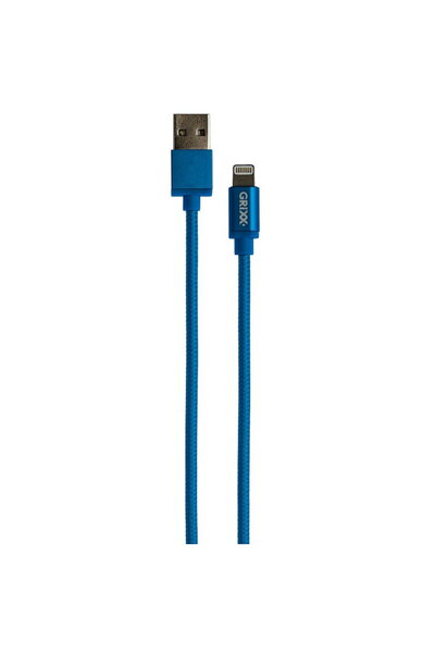 Grixx Data cable - 8-pin to USB Apple MFI License, braided, length 1m - blue