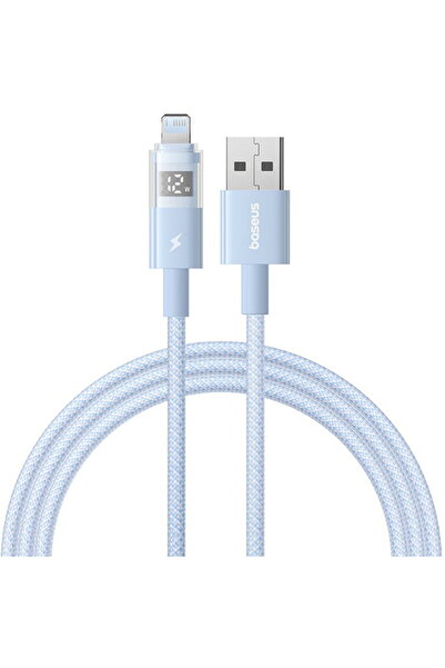 Baseus Cablu de Date cu Afisaj Digital, USB la Lightning, 2.4A, 2m - Galaxy Blue