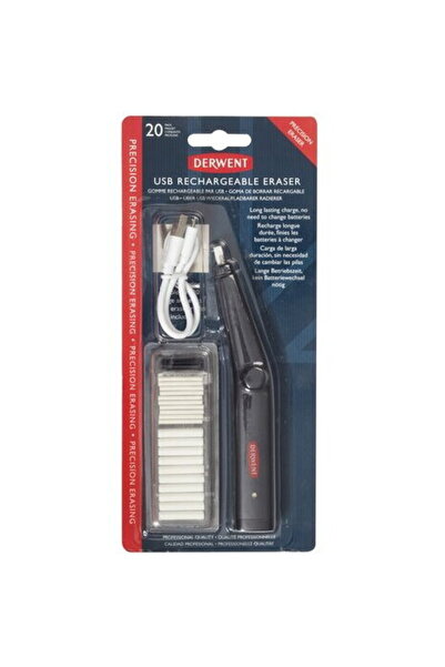 Derwent Radiera electrica Professional, reincarcabila, cablu USB si 20 de rez...