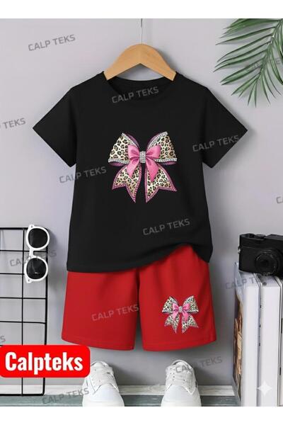 CALP TEKS SET DE VARĂ PENTRU COPII, CU IMPRIMARE LEOPARD, PANTALONI SCURTĂ, T...