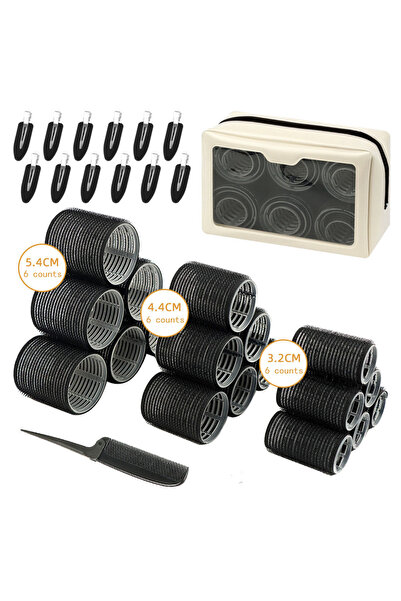 Choice أنبوب تجعيد الشعر الأسود موديل 3 Air Bangs، حقيبة مستحضرات تجميل كبيرة...