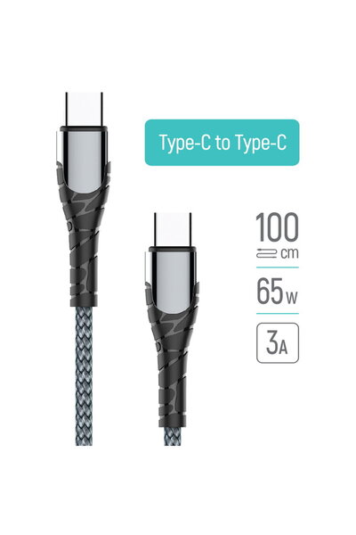 ColorWay Cablu Type-C, 65W, 1m - (CW-CBPDCC040-GR) - Gray