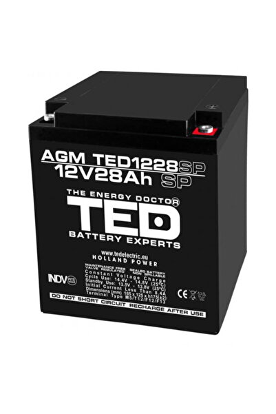 TED Electric AGM VRLA battery 12V 28A special dimensions 165mm x 125mm x h 17...