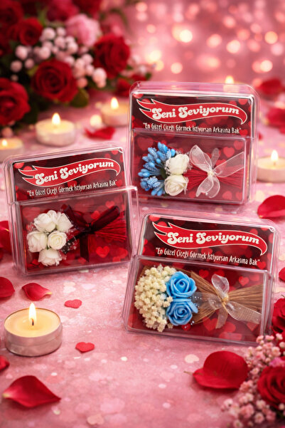 KZNovaStyle أنا أحبك - مجموعة من 3 ورود |   علبة هدايا رومانسية |   خاص بالمحبين