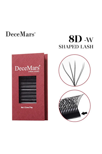 Choice11 8-15 MIX 0.07mm D Black DeceMars 8D - W Shaped Eyelash Extension (12...
