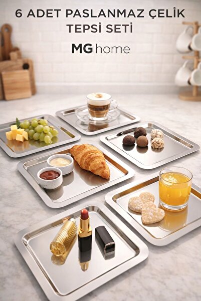 VENON 6 قطع ❤️   الفولاذ المقاوم للصدأ ☕   صينية تقديم القهوة، صينية تقديم ال...