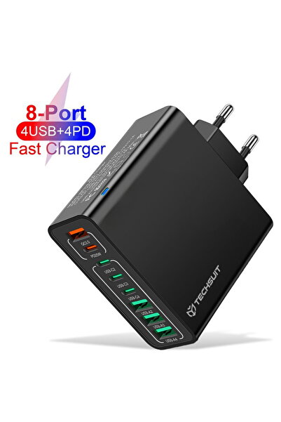 Techsuit CHPD224 Încărcare Super Rapidă 4x USB + 4x Type-C Încărcare Rapidă 6...