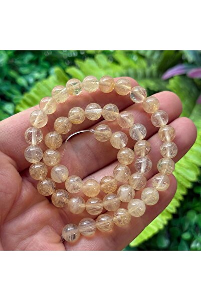 TAŞ UZMANI حجر كوارتز ملون باللون الأصفر الروتيل 8 ملم