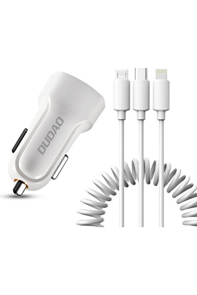 DUDAO [ARTICOL RETURNAT] încărcător auto 2x USB 2.4A + cablu USB 3 în 1 Light...