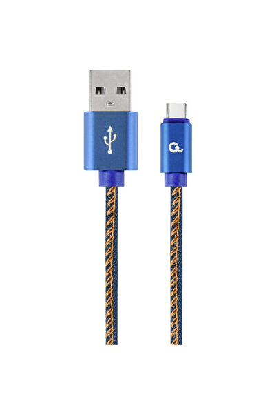 Gembird Cablu USB tip C premium blugi (denim) cu conectori metalici, 1 m, alb...