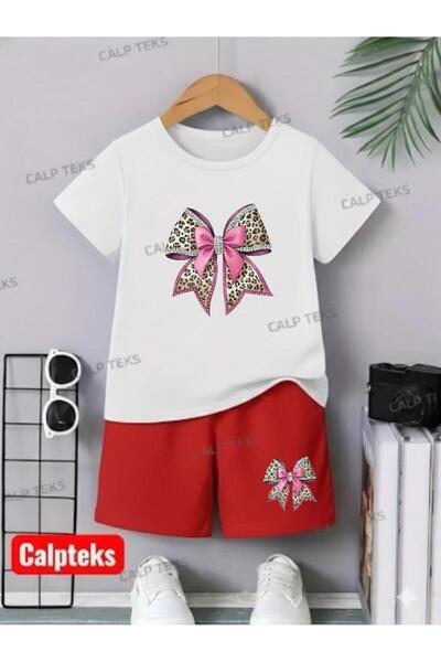 CALP TEKS SET DE VARĂ PENTRU COPII, CU IMPRIMARE LEOPARD, PANTALONI SCURTĂ, T...