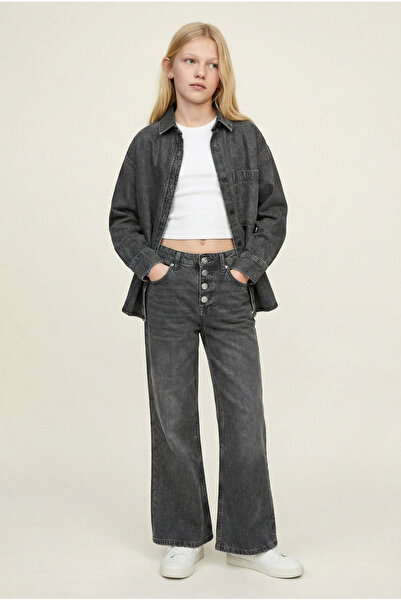 Magu Girl's Cotton Anthracite Shirt T-Shirt Pants 3-Piece Set – Comfortable C...