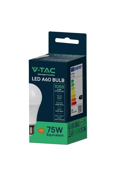 V-TAC BEC LED A60 E27 10.5W 3000K ALB CALD