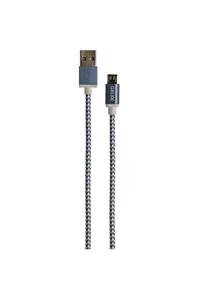 Grixx Data cable - Micro USB to USB, braided, length 3m - blue/white
