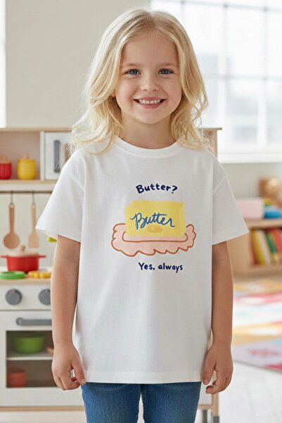 Monila Унисекс детска памучна тениска с щампа с кръгло деколте