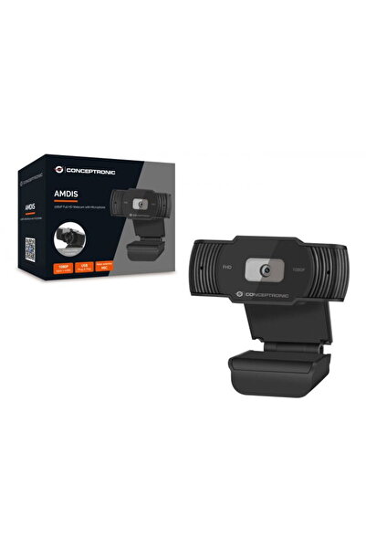 CONCEPTRONIC Webcam AMDIS 1080P Full HD Webcam+Microphone, Negru