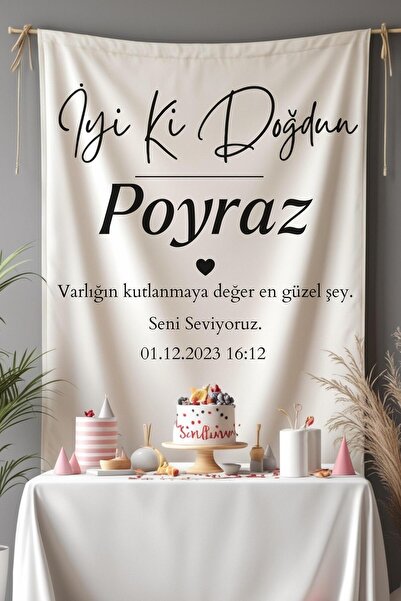 Puppetzzz Büyük Boy Kişiye Özel İyi Ki Doğdun Doğum Günü Flaması Duvar Örtüsü...