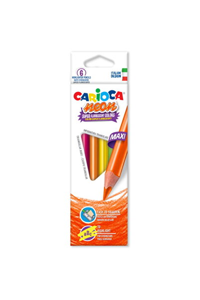 CARIOCA Maxi Neon colored pencils, triangular, super fluorescent, 6 colors/box