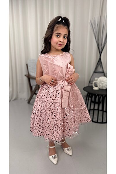 Warazan Girls' evening dress with sequins and pearls for special occasions