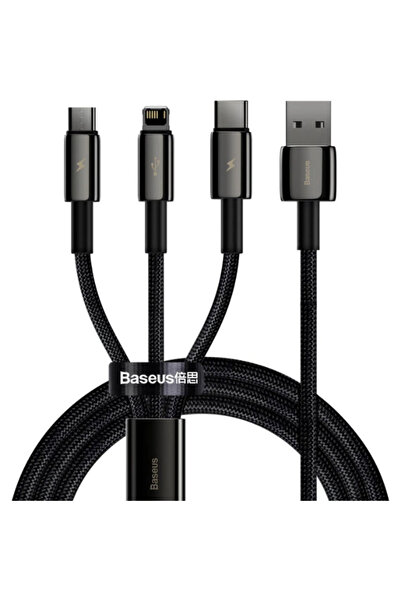 Baseus Cablu USB - tip Lightning / MicroUSB / USB Type-C, Tungsten, 1.5 m, 3....