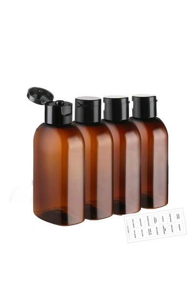 Choice 100ml brown 4pcs 100ml Travel Bottles With Label & Storage Bag Brown T...