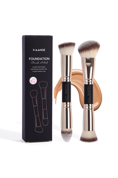 Choice Black Gold MAANGE 2pcs Double Head Makeup Brush Set Foundation Makeup ...