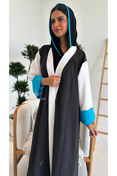 Warazan Casual abaya in black with colored trim