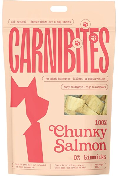 Carnibites قطع سمك السلمون المجففة بالتجميد للقطط والكلاب - 100 غرام
