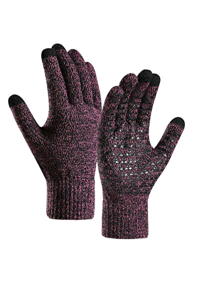 EFAYN.RO Touch screen gloves, non-slip, unisex, universal size, dark pink, EFAYN