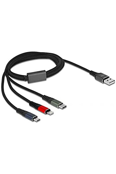 DELOCK Cablu USB 3 în 1 Lightning. mUSB / USB-C 1m - 87277 3 culori
