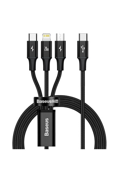 Baseus Rapid Series 3-in-1 cable USB-C For M+L+T 20W 1.5m Black