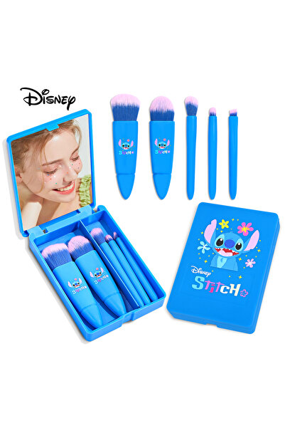 Choice مجموعة فرش مكياج محمولة من ستيتش مكونة من 5 قطع مع مرآة - طقم سفر قابل...